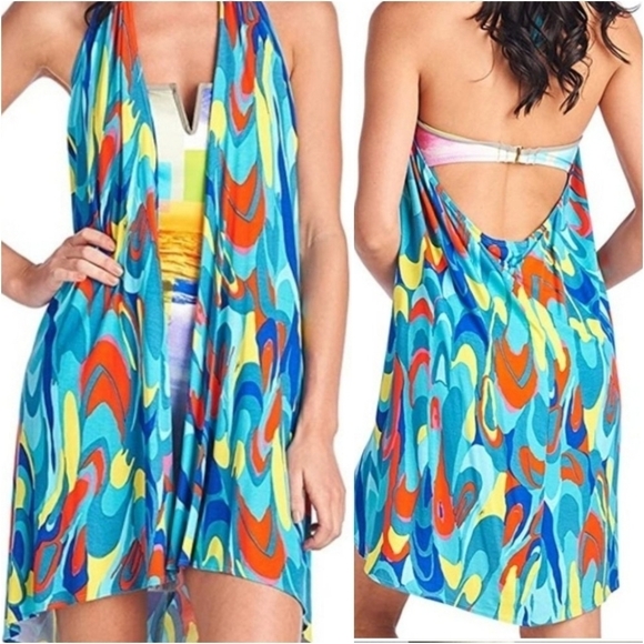 {M} Trina Turk Sarong Swim Cover Up Multiple Ways To Wear Bright Multicolored - Picture 1 of 11